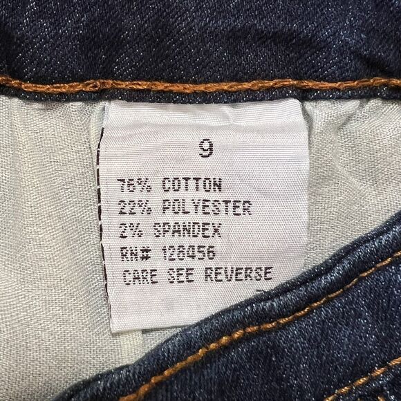 MINERVA CLOTHING Women's Jeans Sz 9 Navy 3 Pockets Stretch Embroidery Rhinestone - Picture 12 of 13